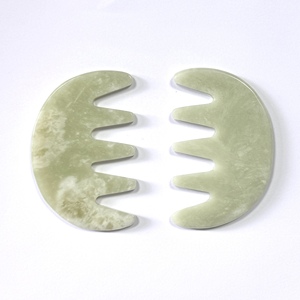 Milk Green Color Pure Xiuyu Jade Scalp Comb with Five Teeth for <b>Head</b> Care - Product Image 6