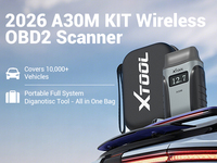 Kit XTOOL A30M 2026, Lector de Códigos OBD2 Inalámbrico Anyscan BT 12V, Herramienta de Diagnóstico Completo del Sistema del Automóvil, Actualización Gratuita de por Vida con Cable