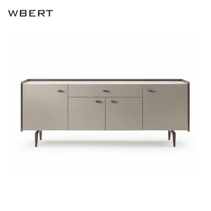 WBERT Buffet nordique moderne en bois massif avec éclairage de meuble TV en marbre naturel Rangement de salon de luxe pour hôtels et villas - Product Image 4