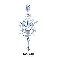 Pflanzlicher, umweltfreundlicher, semi-permanenter, wasserfester blauer Papier-Transfer-Tattoo-Aufkleber mit individuellem Logo und sexy, modischem Design