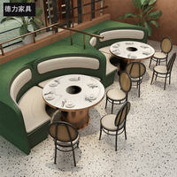 Table de barbecue coréen et brésilien en marbre avec canapé et chaise de salle à manger pour restaurant