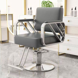 Fauteuil de Barbier Hydraulique Moderne, Chaise de Coiffure en Acier Inoxydable Noir pour Salon de Coiffure - Product Image 5