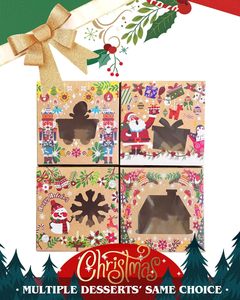 Boîtes à friandises de Noël avec fenêtre, boîtes à biscuits en kraft brun, petites boîtes à pâtisserie pour les fêtes de fin d'année, fournitures pour les fêtes - Product Image 4