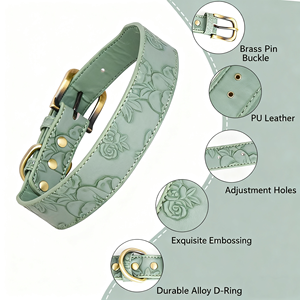 Collar de Perro Ajustable de PU de Lujo Moderno con Relieve Suave para Perros Medianos y Grandes, Novedad de 2026 - Product Image 4