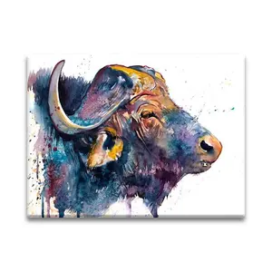 Moderne Pop Art Handgemaakte Abstracte Animal Wall Art Foto Bull Fight Olieverf Voor Wand Thuis Hotel Decoratie