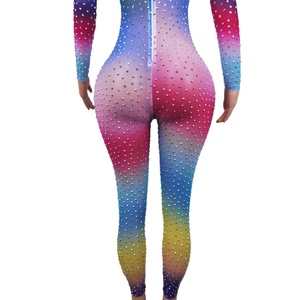 Body Sexy de Color Caramelo con Diamantes de Imitación para Club Nocturno, Mamelucos Ajustados para <span class=keywords><strong>Fiesta</strong></span> de Cumpleaños, Ropa de Actuación, Monos de Diamantes de <span class=keywords><strong>Talla</strong></span> <span class=keywords><strong>Grande</strong></span> para Mujer - Product Image 6