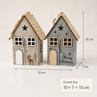 Décoration de Noël personnalisable pour table, maison en bois de style nordique rétro, décoration de Noël en bois