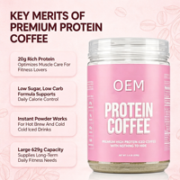 Café Protéiné OEM Poids Net 1,4 lb (635 g) 20 g de Protéines Faible Teneur en Sucre Faible Teneur en Glucides Poudre Instantanée Complément Alimentaire