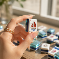 7 Gün İçinde Kargoya Verilir Yazlık Okyanus Mahjong Seti Plaj Temalı Taşlar Deniz Yosunu Sanatı 160 Parçalı Akrilik Mahjong