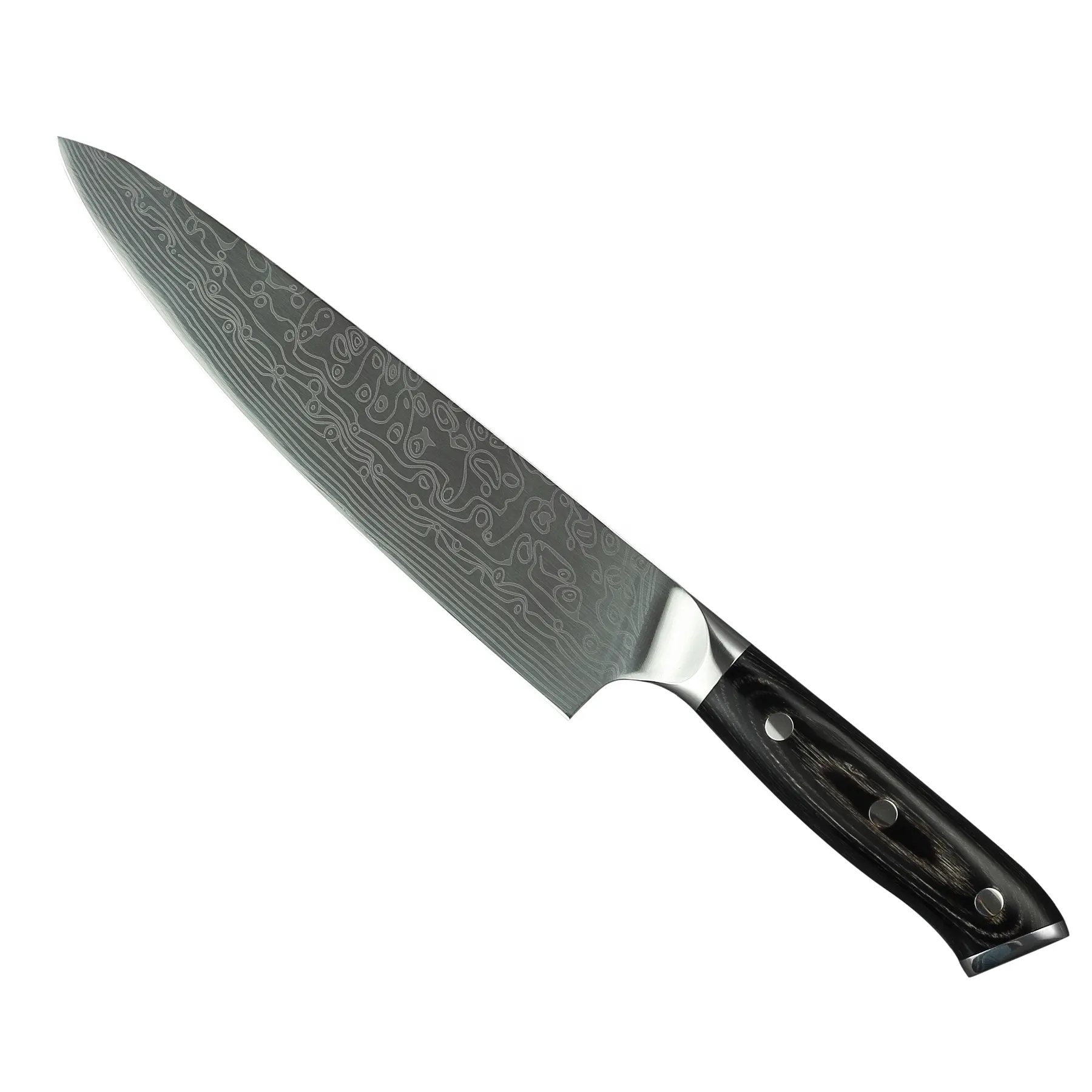Fabrik Direkt verkauf Scharfes Kochmesser Küchenchef Messer Laser Textur Messer Mit Holzgriff