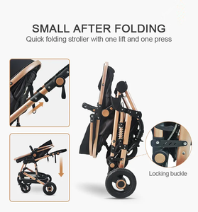 Poussette Bébé 3-en-1 <span class=keywords><strong>Luxe</strong></span> Pliable Haute Vue avec Siège <span class=keywords><strong>Auto</strong></span> <span class=keywords><strong>2</strong></span>-en-1, Conception Alliage d'Aluminium, Position Assise et Allongée - Product Image 4