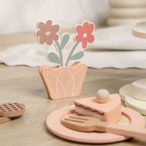 Excellent ensemble de jeu en bois rose pour filles, idéal pour les fêtes de thé et les anniversaires, avec support à desserts - Product Image 3