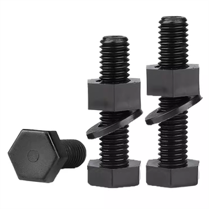 Pernos Y Tuercas Hexagonal Negro Nylon Plástico Pernos hexagonales Tuercas Espaciadores Arandela Rosca completa Tornillos de cabeza hexagonal M6 <span class=keywords><strong>M8</strong></span> M10 X 45mm M12 - Product Image 2