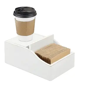 Manchon de café distributeur de stockage organisateur tasse à café porte-manchon en bois tasse à café chaude distributeur de manches