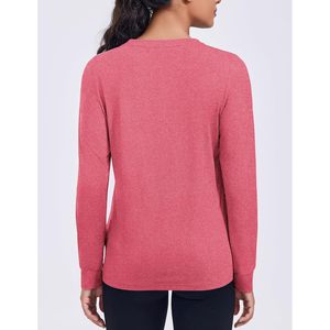 Chemise de randonnée athlétique pour femmes, haut d'entraînement à manches longues, haut de yoga, respirant, séchage rapide, col rond, rouge vif, taille XL - Product Image 2