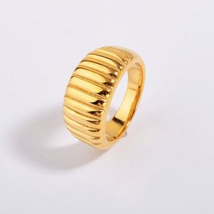 Anelli d'oro Vintage per donne donne ragazze impermeabili impilabili gioielli in acciaio inossidabile 18K - Product Image 2