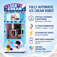 Distributeur automatique de crème glacée Riteng Robot, entièrement automatique, 32 saveurs, crème glacée molle, libre-service, sans personnel, écran tactile, paiement sans argent liquide