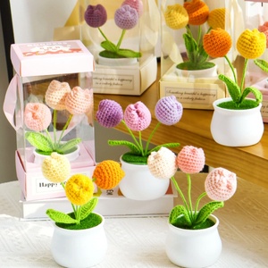 Macetas <span class=keywords><strong>de</strong></span> Tulipanes Hechas a Mano con Ganchillo, Flores Artificiales <span class=keywords><strong>de</strong></span> Hilo, Set <span class=keywords><strong>de</strong></span> Regalo <span class=keywords><strong>para</strong></span> el Día del Maestro - Product Image 2