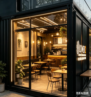 Café conteneur pliable de 20 et 40 pieds, bar conteneur de luxe et restaurant rapide avec cuisine à vendre