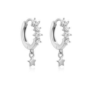 Simplicity and Fashion S925 Sterling Silver Zircon Geometry <strong>Star</strong> Octagonal <strong>Star</strong> Women's Earrings - Product Image 6