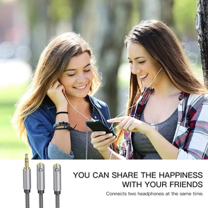 <span class=keywords><strong>Casque</strong></span> d'écoute <span class=keywords><strong>Hifi</strong></span> 3.5MM en métal plaqué or Extension de répartiteur Y Audio 1 mâle 3.5MM à 2 double câble femelle 3.5MM - Product Image 5