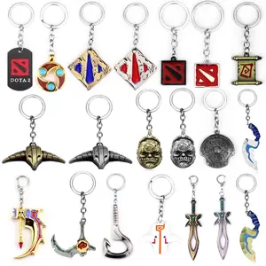 2023 Anime Gaming Peripherals Anime DOTA2 Immortal Shield Dodge Talisman Butterfly Sword Weapon Alloy Necklace Keychain