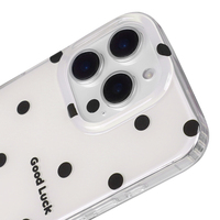 Étui de téléphone intelligent personnalisable en TPU IMD anti-chute, protection 360°, anti-traces de doigts, pour 14 Pro Max, points noirs, bonne chance