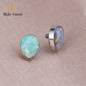 Right Grand Fashion Piercing oreille bijoux de corps goutte d'eau titane opale clou d'oreille Piercing d'oreille