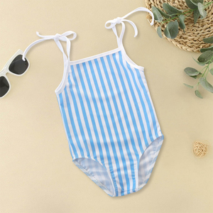 Summer Kids Swimwear Blue Stripe <strong>String</strong> One-piece Swimsuit Custom Kid Swimwear <strong>Girl</strong> Cute Baby Swim Bodysuit - Product Image 4