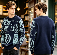 Pull en tricot personnalisé pour homme, couleur unie, motif jacquard melange, style décontracté vintage, manches longues, pull en tricot pour affaires