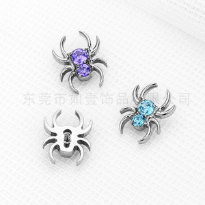 Pendientes de aleación de titanio yunnique Spider de 9 mm con circonita azul púrpura y engaste de púas, joyería de moda para perforaciones - Product Image 3