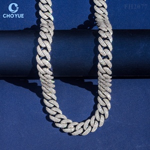 Men's 18mm Moissanite Cuban Link <b>Chain</b> Necklace Rhodium Plated 925 Silver Hiphop <b>Iced</b> <b>Out</b> Jewelry GRA Certified - Product Image 6