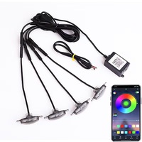 Lumière de calandre de voiture RGB 4 pièces en un seul appareil de contrôle d'application 12V Lumière de grille de capot LED pour modifier les véhicules tout-terrain Jeep SUV Lampe décorative