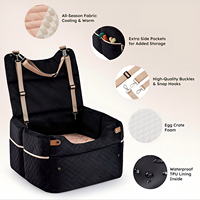 Siège de voiture surélevé pour chien, 3 hauteurs réglables, 2 rehausseurs en mousse alvéolée, imprimé, imperméable, durable pour chiens de taille moyenne - Toutes saisons