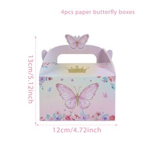 Boîte <span class=keywords><strong>cadeau</strong></span> papillon 4 pièces, boîte d'emballage pour fête d'anniversaire d'enfant, fête prénatale, boîte à dragées, sacs à bonbons, boîte en papier portable, carton - Product Image 5