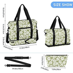 Bolsa de Viaje Personalizada con Diseño de Flor de Hibisco Verde Hawaiano, Bolsa de Deporte para Mujer, Bolsa de Viaje Extensible - Product Image 3