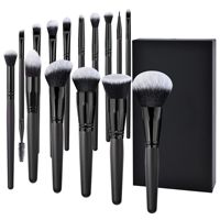 15 pinceaux de maquillage noirs ensemble outils de maquillage haute qualité végétarien sans cruauté cosmétiques professionnel pinceau de maquillage unique