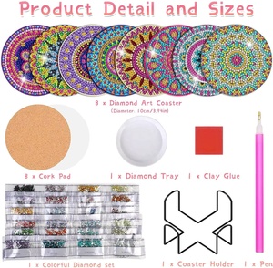 Full Drill Diamond <b>Painting</b> Mandala Flower Coasters Kit 8 Pieces Coasters Diamond Art Kits for Adults - Product Image 4