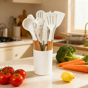 Utensilios de madera para cocinar Utensilios de cocina de madera Espátulas de madera de teca natural para cocinar - Product Image 1