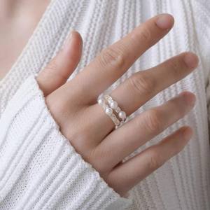 10620DIY Pearl Accessories S925 Silver <b>Ring</b> with Empty Holder Multiple Beads 4-5mm Round Beads <b>Crystal</b> <b>Rings</b> - Product Image 4