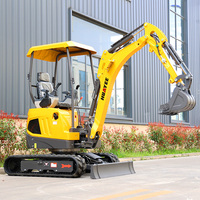 2 Ton Mesin Penggali Mini Diesel Tiga Silinder, Excavator Kecil, Mesin Pertambangan, Micro Backhoe Excavator untuk Dijual di Kanada