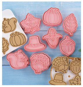 Besafe 8 miếng nhựa Tạ Ơn Cookie cắt và tem bí ngô Thổ Nhĩ Kỳ Maple Lá Sồi sóc Ngô acorn và mũ - Product Image 3