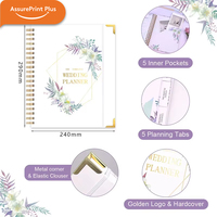AssurePrint Plus Organiseur de mariage personnalisé grand format à couverture rigide, 5 poches intérieures, intercalaires, dorure à chaud, spirale double métallique, pour mariée