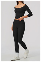 Pantalons de yoga grande taille, pantalons de yoga capri, pantalons à jambes larges alo pour femmes, veste de yoga personnalisée, chemise à manches 3/4 rose, vêtements de sport