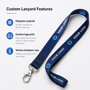Lanière personnalisée en polyester avec impression par transfert thermique, boucle détachable, divers clips de fixation pour événements, porte-badge d'identification - Product Image 4