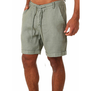 JL0512C High Quality 100% <strong>Linen</strong> <strong>Shorts</strong> <strong>Men</strong> Plus Size Plain <strong>White</strong> <strong>Shorts</strong> Solid Color Custom LOGO <strong>Men's</strong> Casual <strong>Shorts</strong> - Product Image 3