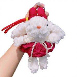 Nouveau style Porte-clés pendentif lapin en peluche dessin animé mignon à oreilles tombantes, motif de change de tenue, petit cadeau, vente en gros 20cm - Product Image 6