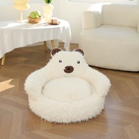 Ensemble canapé-lit et oreiller doux et moelleux en forme d'ours avec coussin amovible lavable en machine, en polyester, pour un confort optimal