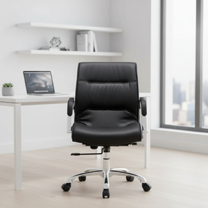 <span class=keywords><strong>Chaise</strong></span> de <span class=keywords><strong>bureau</strong></span> exécutive moderne Furmax, dossier haut, pivotante, réglable, en cuir, cadre en aluminium, qualité commerciale (noir) - Product Image 4