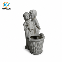 Statue de garçon et de fille en résine blanche, panier à plantes, imperméable, fait main, décoration de jardin intérieure/extérieure, pot de fleurs, maison, cour